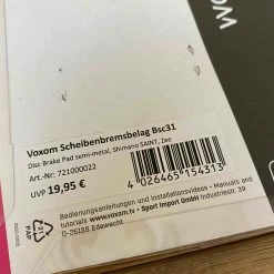 Voxom Saint / Zee Bremsbeläge Semi-Metal -Bremse Verkaufsgeschäft IMG 1164 scaled